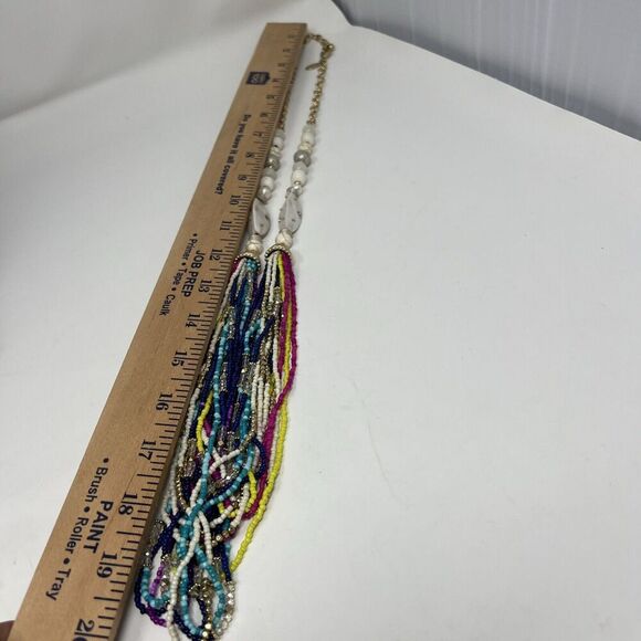 CHICO'S LONG BEADED MULTI-COLOR Multi-STRAND NECKLACE Seed Beads, mixed Media - Picture 8 of 8